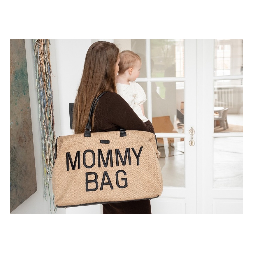 Childhome - Prebaľovacia taška MOMMY BAG RAFFIA LOOK béžová