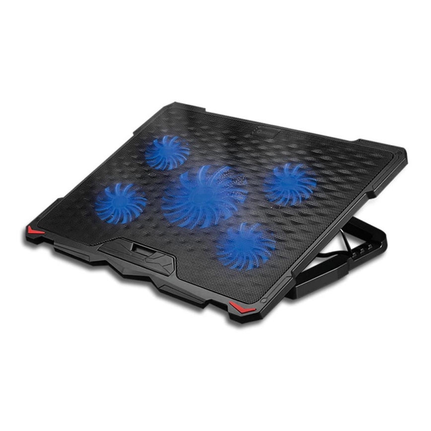 Chladiaca podložka pod notebook 5x ventilátor 2xUSB čierna