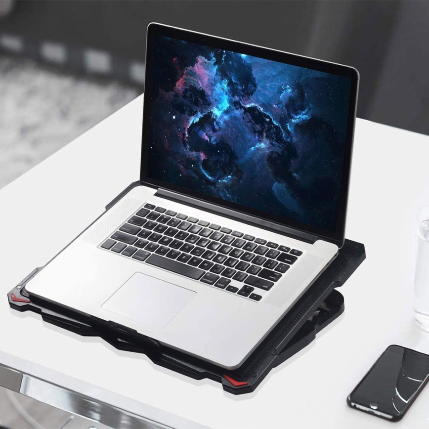 Chladiaca podložka pod notebook 5x ventilátor 2xUSB čierna