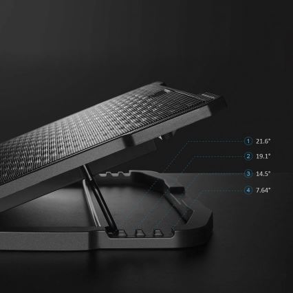 Chladiaca podložka pod notebook 5x ventilátor 2xUSB čierna