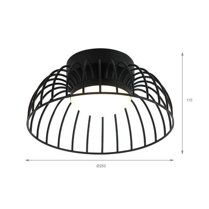 Čierne stropné LED svietidlo BETSY LED/12W/230V pr. 25 cm