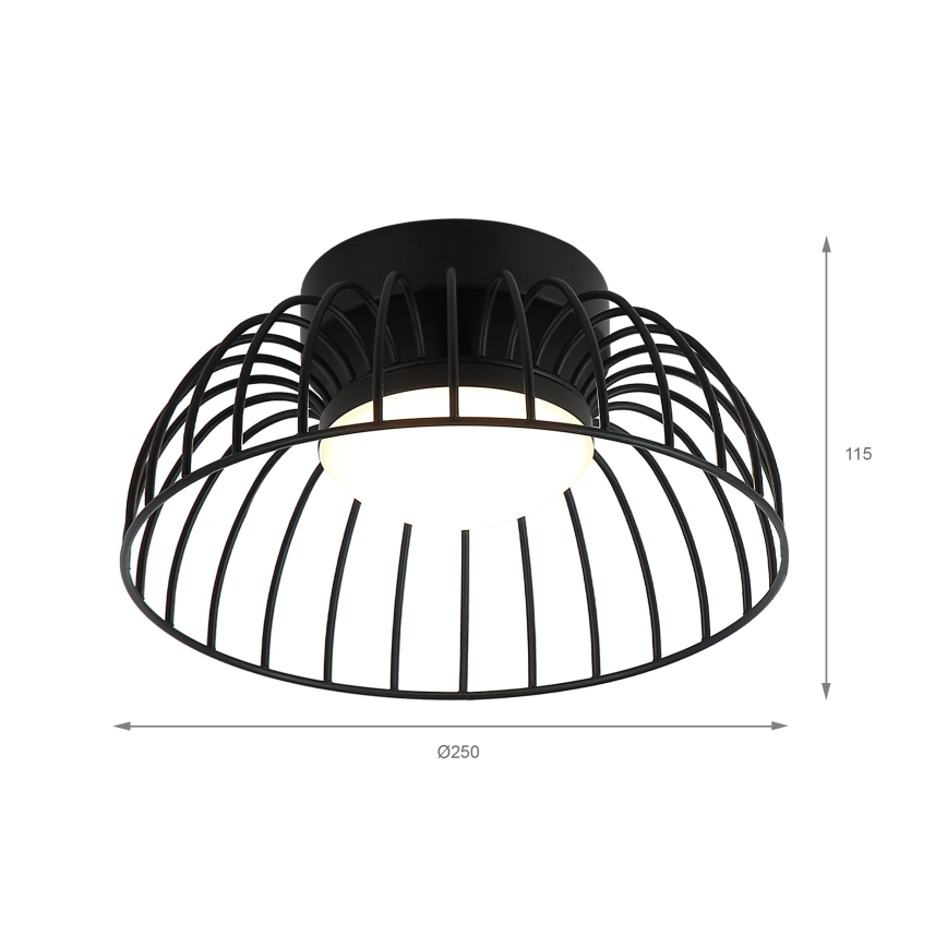 Čierne stropné LED svietidlo BETSY LED/12W/230V pr. 25 cm