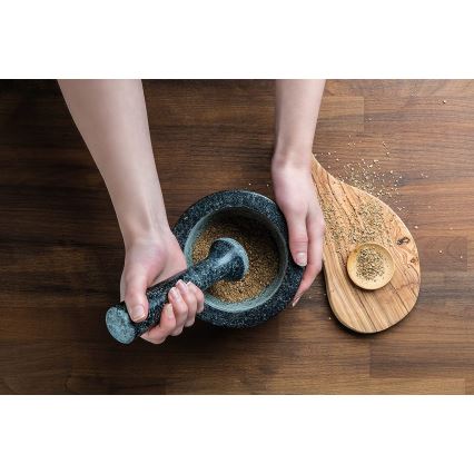 Cole&Mason - Granitový mažiar s tĺčikom GRANITE pr. 18 cm žula/čierna
