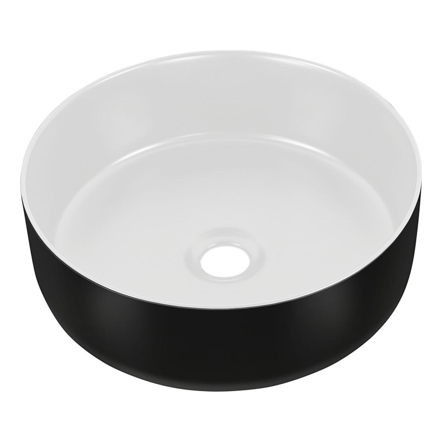 COMAD UM-6259 SIMPLE 8. - Umývadlo na dosku SIMPLE pr. 36 cm keramika/matná biela/matná čierna