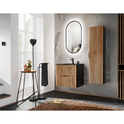 COMAD XILO BLACK WOTAN 82-60-D-2S-Kúpeľňová skrinka pod umývadlo XILO čierna/dub