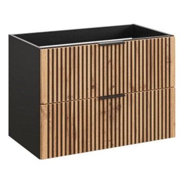 COMAD XILO BLACK WOTAN 82-80-D-2S - Kúpeľňová skrinka pod umývadlo XILO 57x80,2 cm čierna/dub wotan
