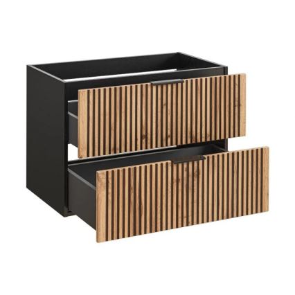 COMAD XILO BLACK WOTAN 82-80-D-2S-Kúpeľňová skrinka pod umývadlo XILO čierna/dub