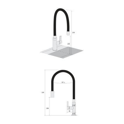 Concept BDC7138 - Drezová batéria s flexibilným ramienkom lesklý chróm/čierna