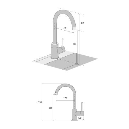 Concept BDG3334DG - Drezová batéria 33,5 cm granit/tmavosivá