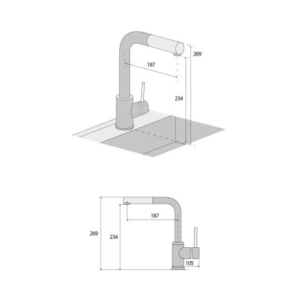 Concept BDG4527DG - Drezová batéria s výsuvnou sprškou 26,9 cm granit/tmavošedá
