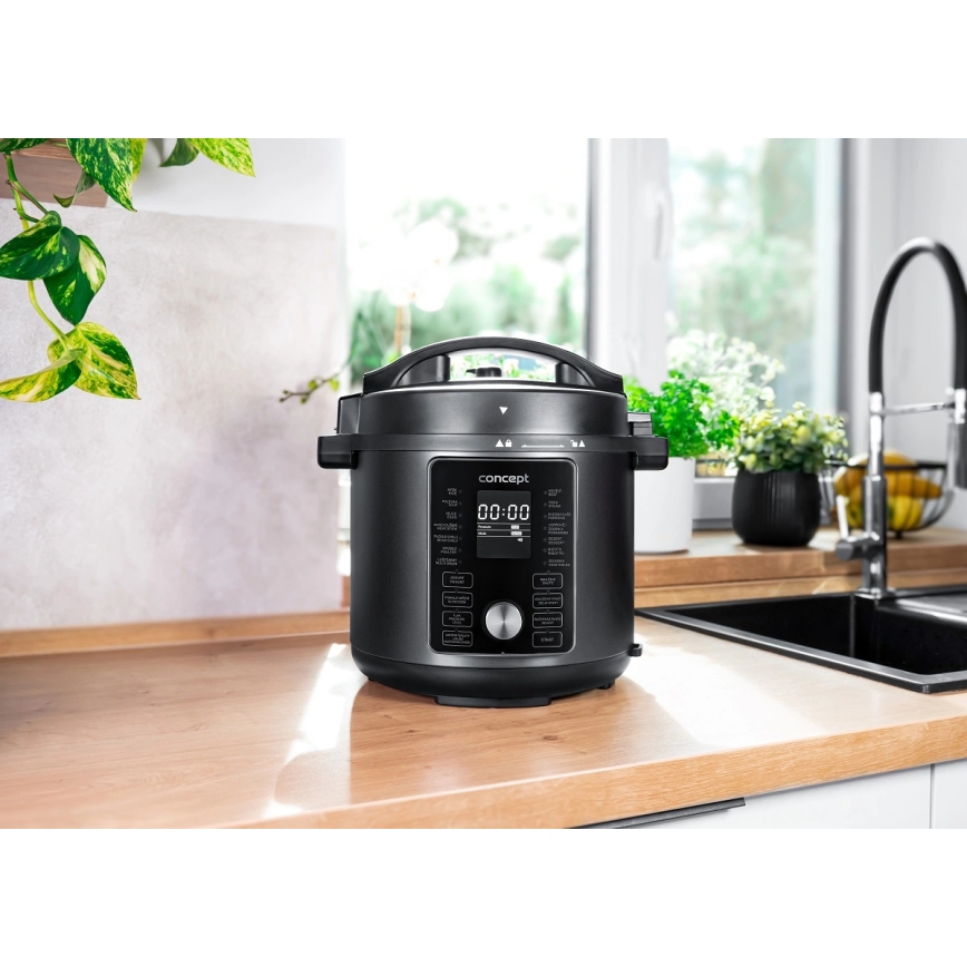 Concept CK8000 - Multifunkčný elektrický tlakový hrniec a teplovzdušná fritéza 5,6 l 11v1 1500W/230V čierna