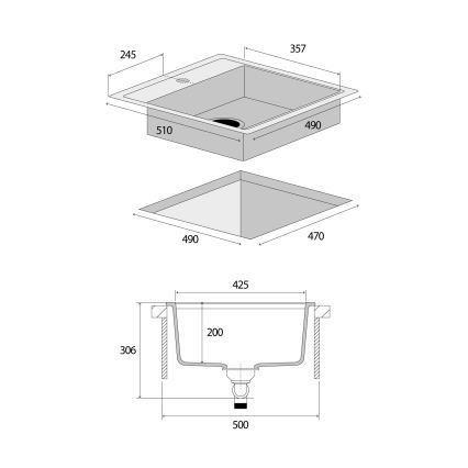 Concept DG00C50BE - Kuchynský drez CUBIS 49x51 cm granit/béžový