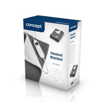Concept DV7420 - Elektrická vyhrievacia deka 160W/230V 180x130 cm šedá/biela
