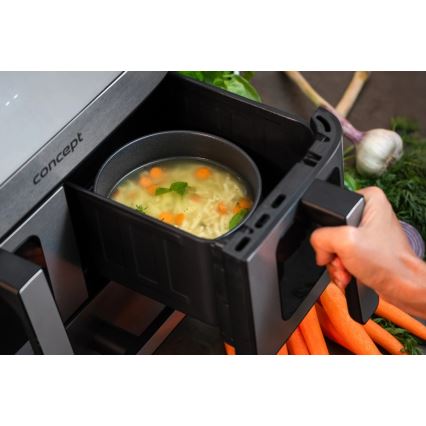 Concept FR9000 - Teplovzdušná fritéza PIZZA TRIO 18,5 l 2700W/230V nerez/čierna