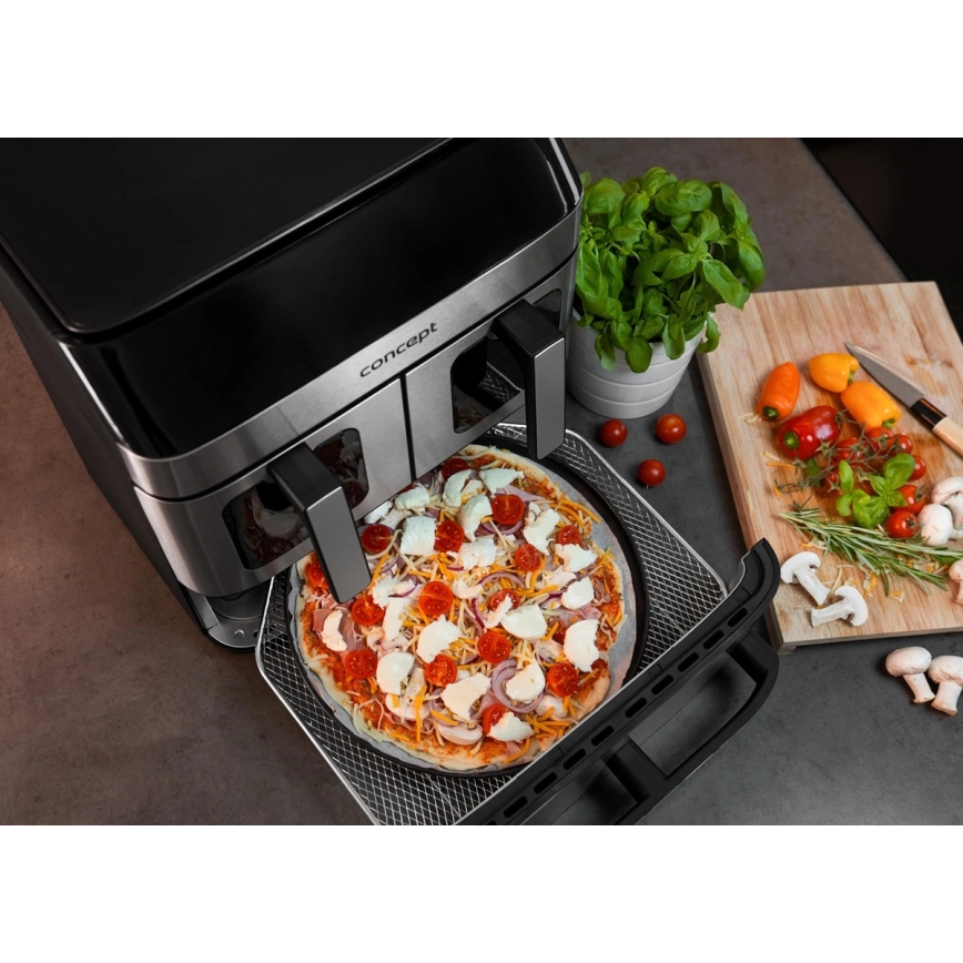 Concept FR9000 - Teplovzdušná fritéza PIZZA TRIO 18,5 l 2700W/230V nerez/čierna