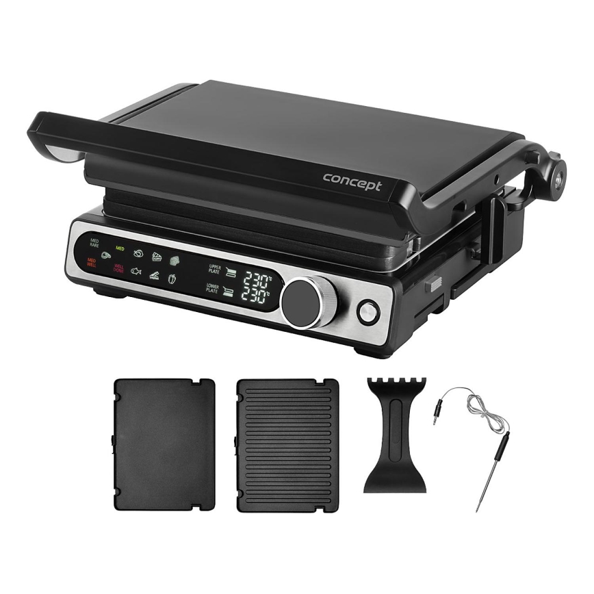 Concept ge3500 - Kontaktný gril s teplotnou sondou 2000W/230V čierny