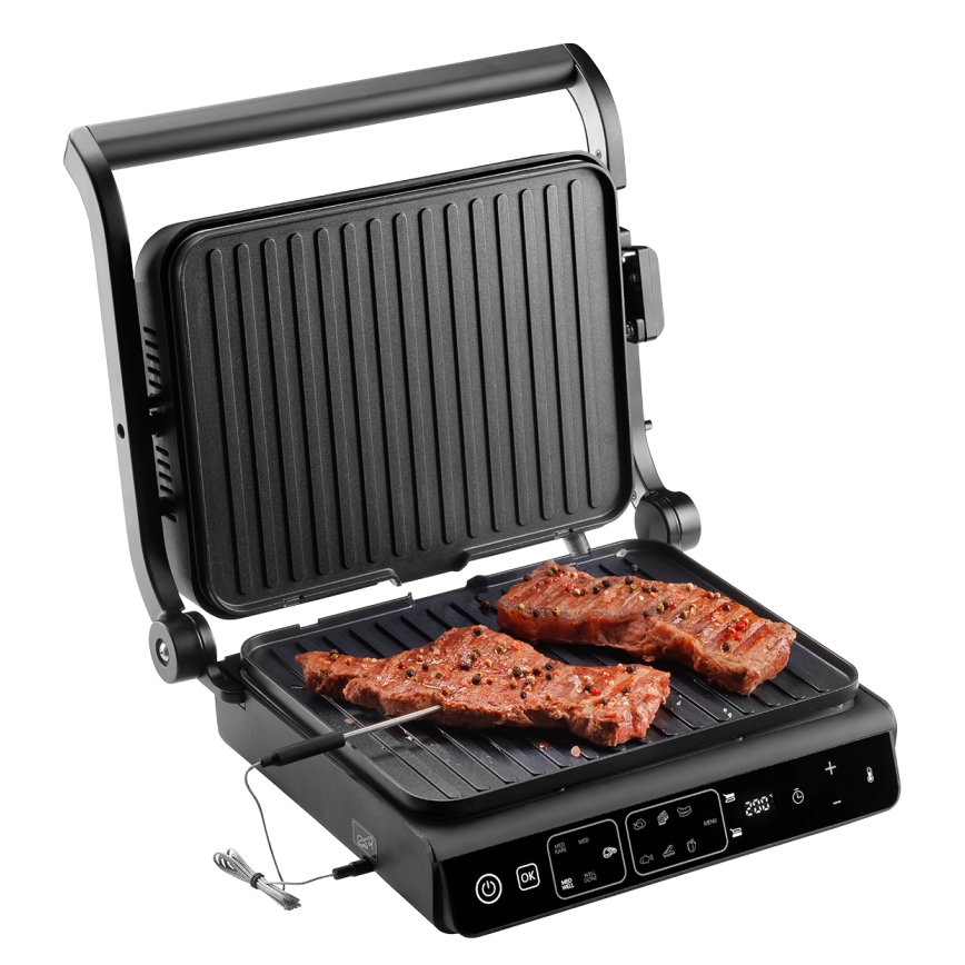 Concept ge3600 - Kontaktný gril s teplotnou sondou GLASS 2000W/230V čierna