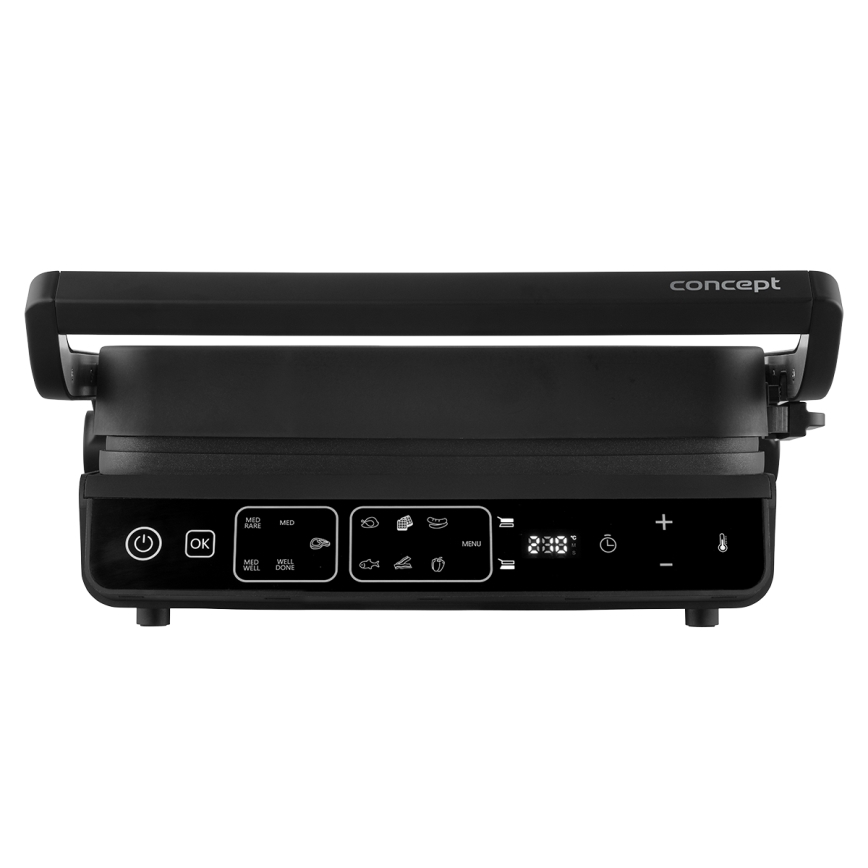 Concept ge3600 - Kontaktný gril s teplotnou sondou GLASS 2000W/230V čierna