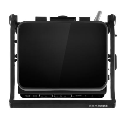 Concept ge3600 - Kontaktný gril s teplotnou sondou GLASS 2000W/230V čierny