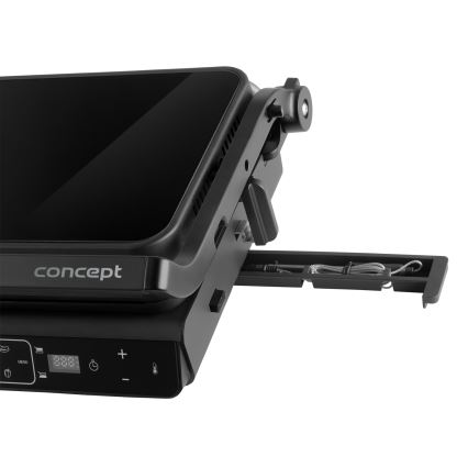 Concept ge3600 - Kontaktný gril s teplotnou sondou GLASS 2000W/230V čierny