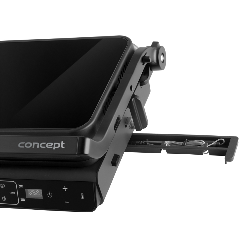 Concept ge3600 - Kontaktný gril s teplotnou sondou GLASS 2000W/230V čierny