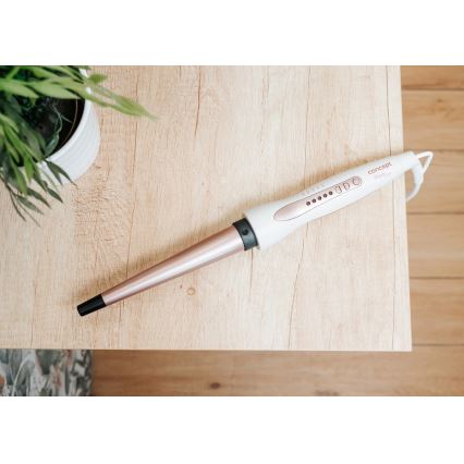 Concept KK2125 - Kónická kulma na vlasy GLAM STYLE 42W/230V biela/ružovo-zlatá