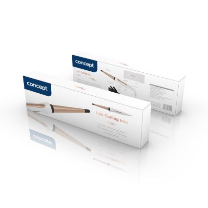 Concept KK2125 - Kónická kulma na vlasy GLAM STYLE 42W/230V biela/ružovo-zlatá