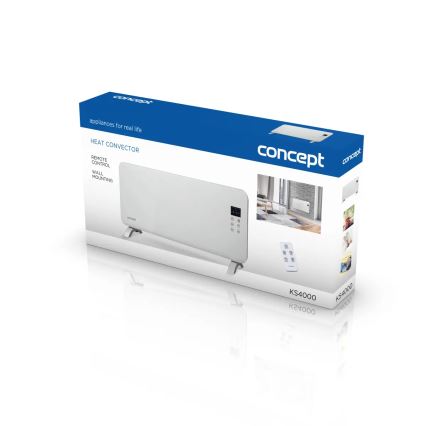 Concept KS4000 - Elektrický priamotop/konvektor 1000/2000W IP24 biela + diaľkové ovládanie