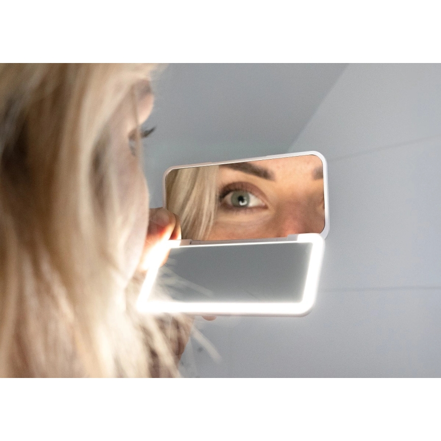 Concept KZ2010 - LED kapesné kozmetické zrkadielko PERFECT SKIN LED/1,5W/5V 4500-5500K 300 mAh biela