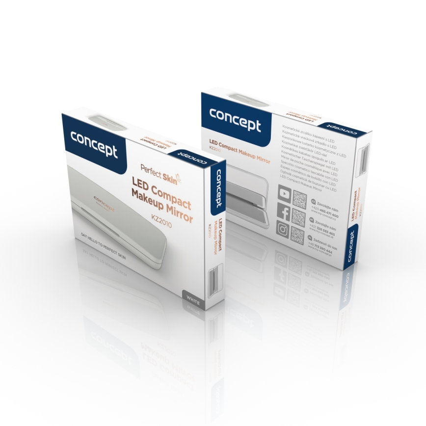 Concept KZ2010 - LED kapesné kozmetické zrkadielko PERFECT SKIN LED/1,5W/5V 4500-5500K 300 mAh biela