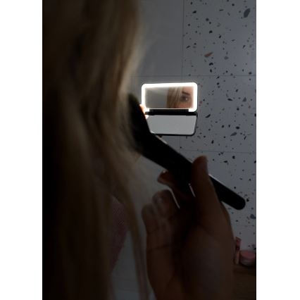 Concept KZ2020 - LED Vreckové kozmetické zrkadlo PERFECT SKIN LED/1,5W/5V 4500-5500K 300 mAh čierne