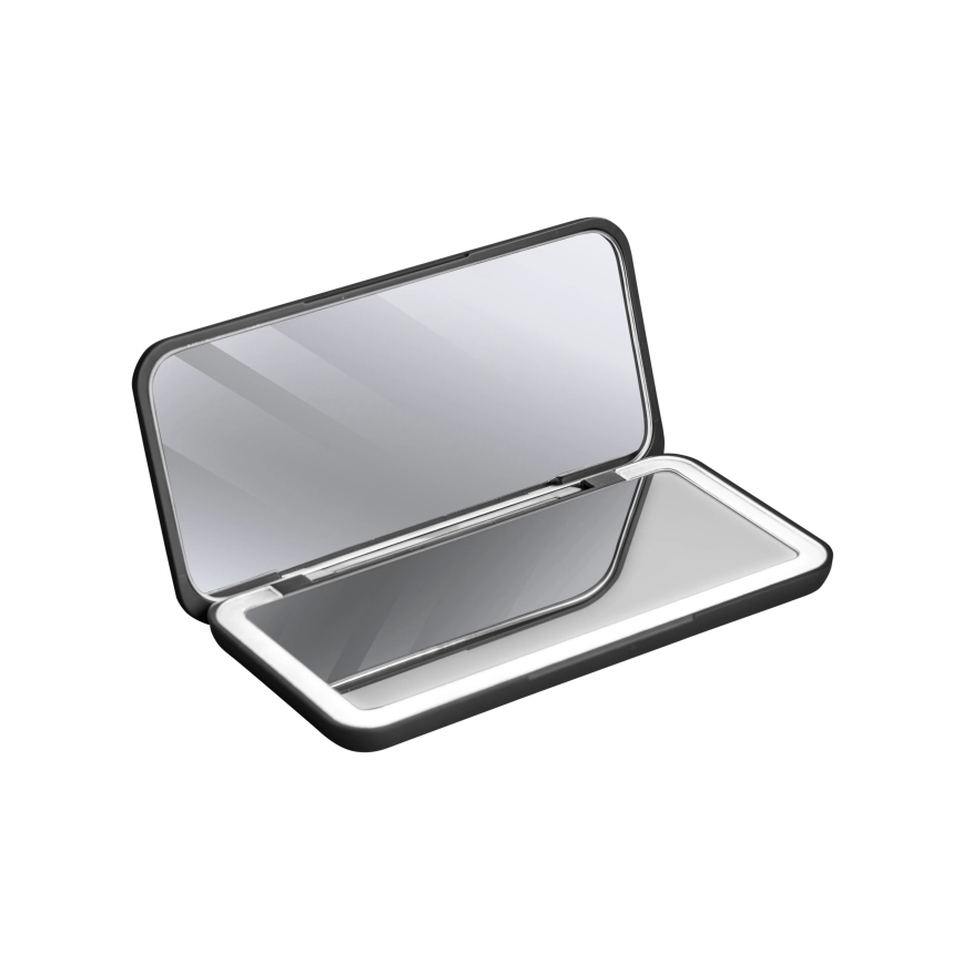 Concept KZ2020 - LED Vreckové kozmetické zrkadlo PERFECT SKIN LED/1,5W/5V 4500-5500K 300 mAh čierne