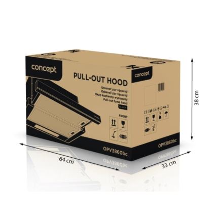 Concept OPV3860bc - Výsuvný digestor 60 cm čierny