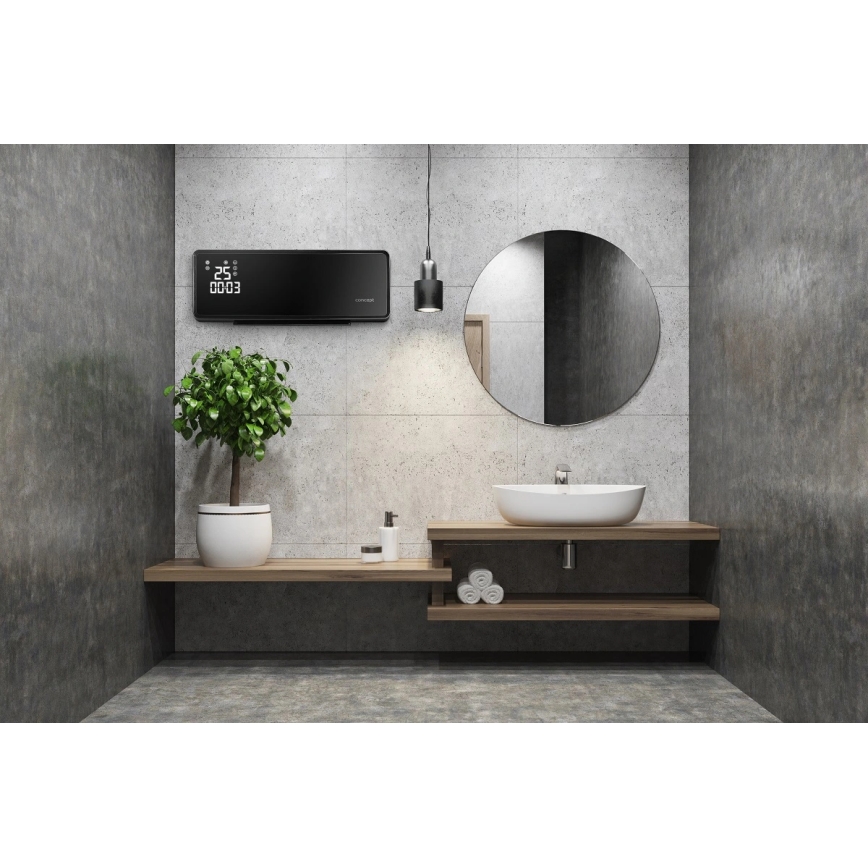 Concept QH4001 - Elektrický ohrievač 1000/2000 W IP22 čierny + diaľkové ovládanie
