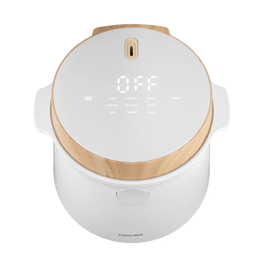 Concept RE3030 - Digitálny ryžovar 2 v 1 380 W/230 V 1,5 l biela/dekor dreva