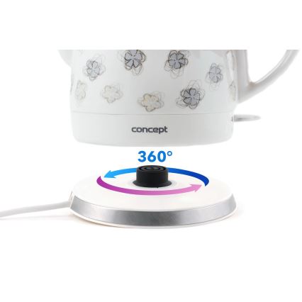Concept RK0010ne - Rýchlovarná kanvica 1 l 1100W/230V biela/keramika