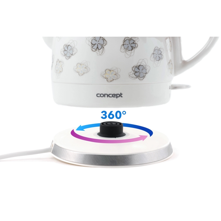 Concept RK0010ne - Rýchlovarná kanvica 1 l 1100W/230V biela/keramika