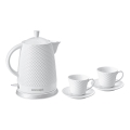 Concept RK0040 - Rýchlovarná kanvica 1,5 l 1500W/230V biela/keramika + 2 šálky s podšálkami
