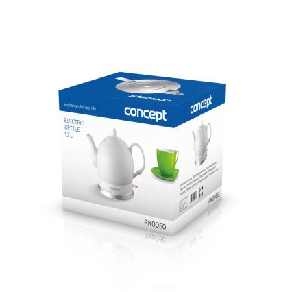 Concept RK0050 - Rýchlovarná kanvica 1,2 l 1000W/230V biela/keramika