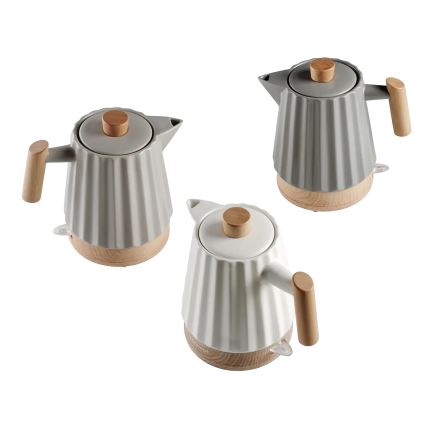 Concept RK0091 - Rýchlovarná kanvica 1,5 l 1500W/230V svetlosivá/drevený dekor/keramika