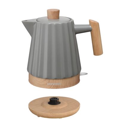 Concept RK0092 - Rýchlovarná kanvica 1,5 l 1500W/230V tmavošedá/drevený dekor/keramika