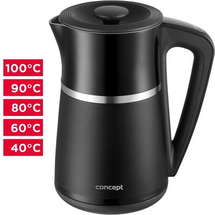 Concept RK3100 - Rýchlovarná kanvica s termoreguláciou 1,7 l 2200W/230V čierna