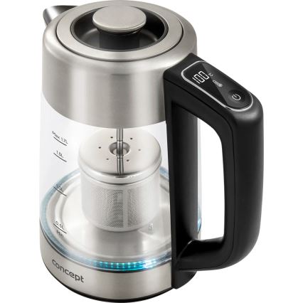 Concept RK4190 - Rýchlovarná kanvica s reguláciou teploty a filtrom, 1,7 l, 2200 W/230 V, nerezové prevedenie