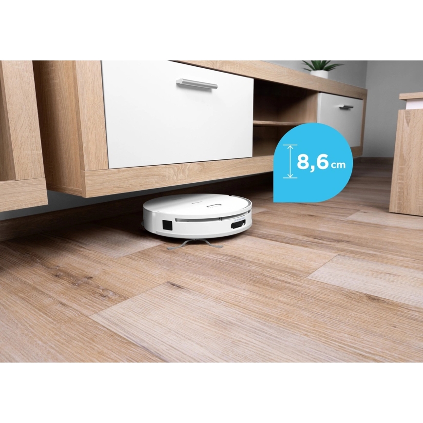 Concept VR4050 - Inteligentný robotický vysávač s mopom 2 v 1 OPTIMUS AQUA PRO LASER 3D 600W/230V 5200 mAh Wi-Fi biela