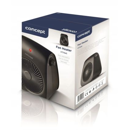 Concept vt7041 - ventilátor s ohrievacím telesom 1000/2000 W/230 V, čierny