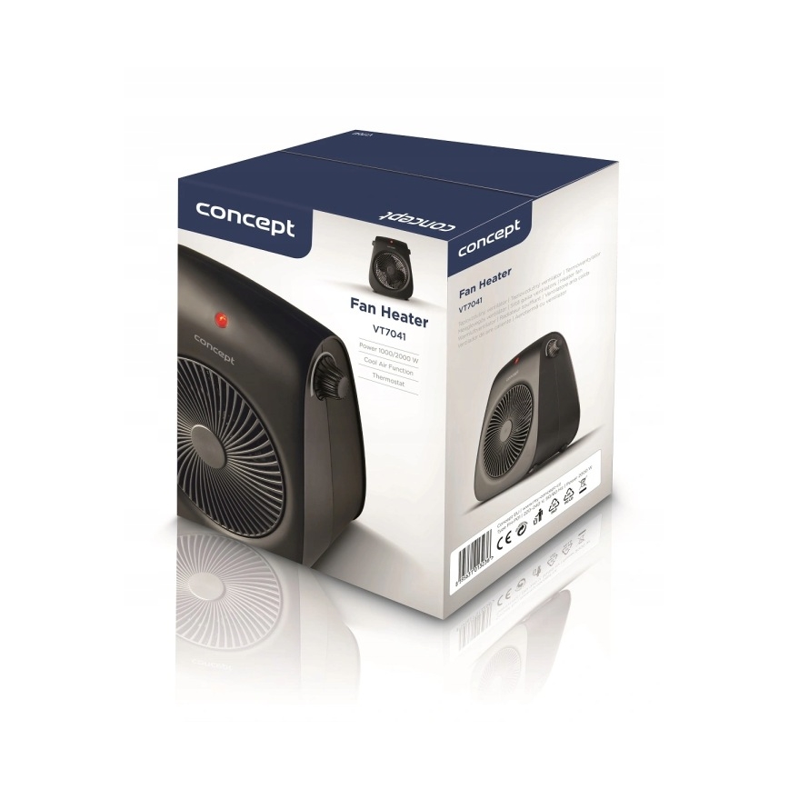 Concept vt7041 - ventilátor s ohrievacím telesom 1000/2000 W/230 V, čierny