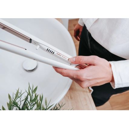 Concept VZ2110 - Žehlička na vlasy GLAM STYLE 48W/230V biela/ružovo-zlatá