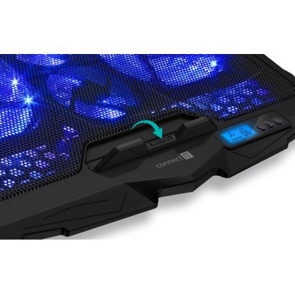 CONNECT IT CCP-2200-BK - Chladiaca podložka pre notebook 4x ventilátor 2xUSB čierna//modrá