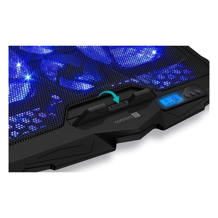 CONNECT IT CCP-2200-BK - Chladiaca podložka pre notebook 4x ventilátor 2xUSB čierna//modrá