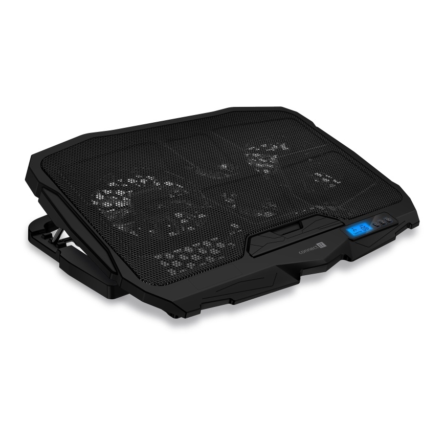CONNECT IT CCP-2200-BK - Chladiaca podložka pre notebook 4x ventilátor 2xUSB čierna//modrá